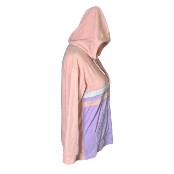 Simply Southern Terry Cloth Hoodie Pastel Pink Purple Colorblock Sweater NWT S - Picture 6 of 14